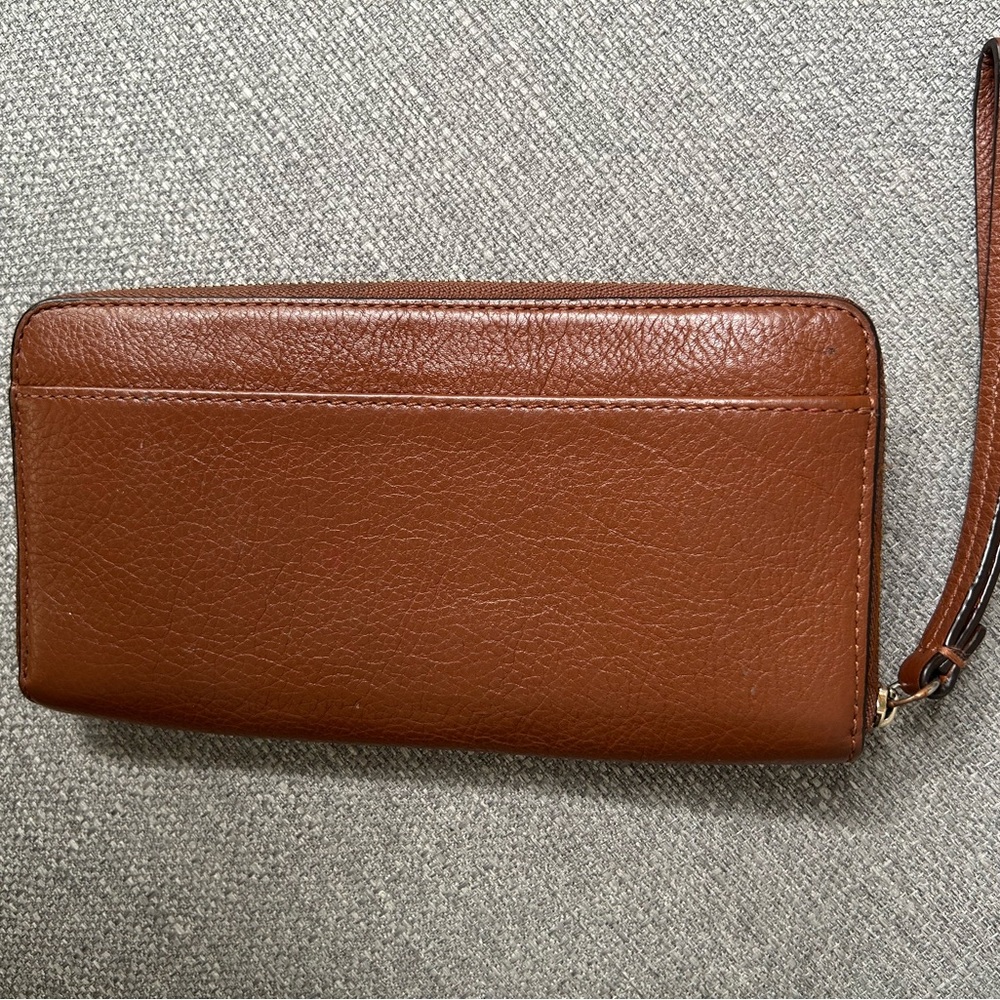 Coach Brown Pebbled Leather Wristlet Clutch - Picture 13 of 15